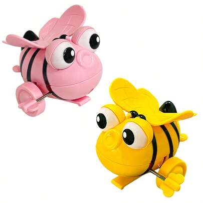 1个黄色/粉色卡通迷你发条蜜蜂玩具，360度翻转旋转跳跃，趣味减压发条玩具，上发条动物派对礼物，适合14岁以上青少年和成人派对、嘉年华奖品、圣诞节礼物