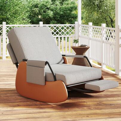 Fumahome Modern Glider Rocking Chair Adjustable Accent Lounge Chair With Retractable Footrest Comfortable Upholstered Reading Chair For Living Room Lounge