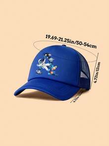 Bộ 2 mũ lưỡi trai trẻ em màu xanh dương in hình phi hành gia, chữ cái, tài xế xe tải, 26 chữ cái cá nhân hóa, thiết kế thời trang khoa học viễn tưởng, thoáng khí, có lỗ thông hơi, nhỏ gọn, nhẹ, đa năng với ngăn chứa đồ, phù hợp cho bé trai và bé gái khi hoạt động ngoài trời, thường ngày, đi học, quà tặng sinh nhật và ngày lễ lý tưởng. - Màu xanh lam - Xem 4