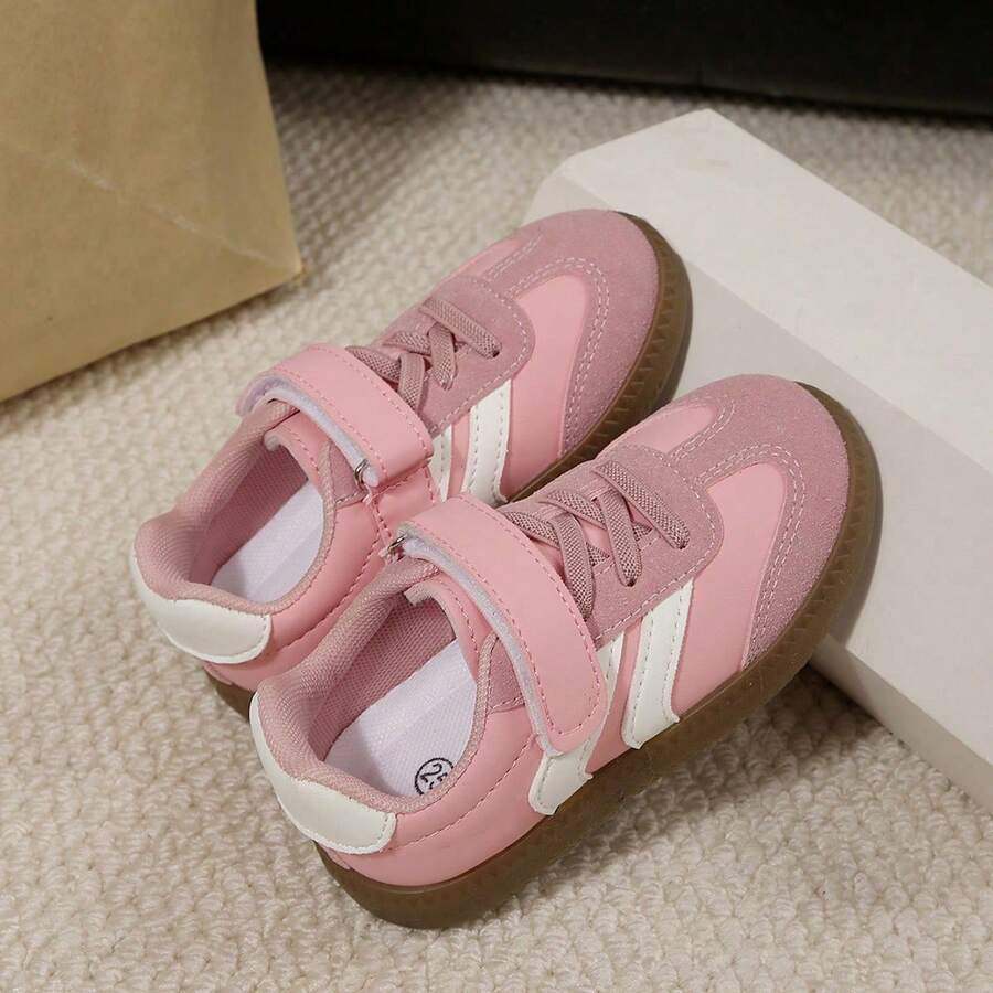 Toddler/Little Kid Comfortable Hook & Loop Strap Sneakers With Mesh Lining – Anti-Wear All-Season Sport Shoes For School & Daily Play - Màu hồng gỉ - Xem 1