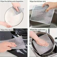 30-Piece Heavy-Duty Steel Wool Scrubbing Pad - Non-Scratch Dual-Purpose/Dry Cleaning Cloth Upgraded Metal Mesh Brush Suitable For Tableware, Sink, Pot County And Flat-Bottom Pot - Commercial Kitchen Cleaning (Gray), Room Cleaning Cloth, Pot Scrubbing Pad, Dry Dual-Purpose - 銀色30pcs - 查看 3