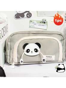 1pc, Maillard Wind Panda High Color Value Pencil Case Student Large Capacity Cute Cartoon Stationery Storage Pencil Case, Magic Card Panda Three-Layer Round Window Pencil Case,Multi-Functional Storage - Easily Store Small Stationery Items Such As Pens, Crayons, Erasers, Tapes, And Ballpoint Pens. It Can Also Be Used As A Makeup Bag, Makeup Storage Bag, Or Makeup Brush Holder. - Multicolor - View 7