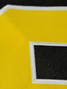 Men's Embroidered Hockey Jersey, Black Casual V-Neck Long Sleeve T-Shirt, Party & Sports Wear