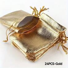 12/24/48 piezas Bolsas de regalo con cordón dorado y plateado para bodas, fiestas de San Valentín, cumpleaños, Ramadán, Día de la Madre, bodas, novias, compromisos - Multicolor - Ver 15