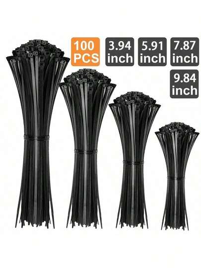100-Piece Pack Of Black And White Cable Ties, 40 Lbs Tensile Strength, Nylon Cable Ties, Self-Locking Plastic Cable Ties, Bundling Cable Ties, Self-Locking Nylon Cable Ties, Cable Ties, Multi-Purpose Sealing Ties, High Toughness, Non-Breakable, Wire Classification, Storage And Fixation, Household Use Indoor And Outdoor Electrical Appliances, Express Packaging, Moving, Electricians, Shopping Malls, Homes, Engineering Wholesale Cable Tie Suppliers