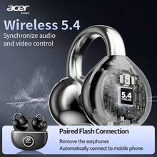 [官方正品] Acer OHR512 蓝牙耳机，带显示屏的耳挂式设计，充电盒，非入耳式 OWS 无线耳机，立体声低音，降噪，低延迟，佩戴舒适，适合学习、商务、运动、跑步、骑行，兼容手机、平板电脑、笔记本电脑等多种设备，推荐圣诞节和情人节礼物 - 黑色 - 查看 10