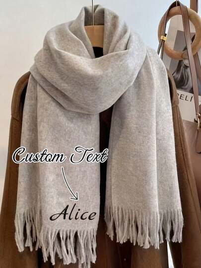 Bufanda unisex de unicolor personalizada, bufanda ultra suave personalizada, se puede imprimir con flores y nombres de cumpleaños - ideal para fiestas, cumpleaños, otoño, invierno, Navidad y un regalo perfecto para parejas y familias.