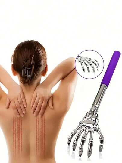 1pc Stainless Steel Extendable Back Scratcher/Massager, Adjustable Length 8.6-23.2 Inches, Multiple Comfortable Grip Options, Portable Itch Relief Tool, Father's Day Gift (Style Sent Randomly)
