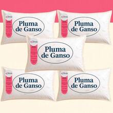 Kit 5 Travesseiro Penas e Plumas De Ganso Para Cama Luxo Confortável Antialergico - Branco - Visão 1