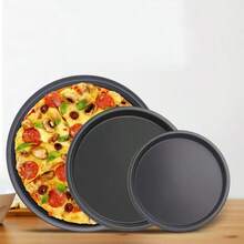 1pc Black Carbon Steel Pizza Baking Tray, Cake Baking Pan, Pie Baking Dish - Oven & Microwave , For Making Different Size Pizzas And Cakes, Kitchen Baking Tool, Baking - Multicolor - View 6