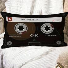 2pcs Retro 80s Music Style Cassette Tape Pattern Pillow Covers, No Filling - Black - View 4