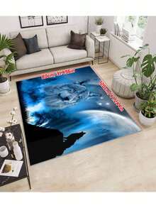 1pc Washable Wolf Pattern Rug - Moon And Pine Tree Element Carpet Suitable For Living Room, Leisure Area, Bedside Accessories - Multicolor - View 12