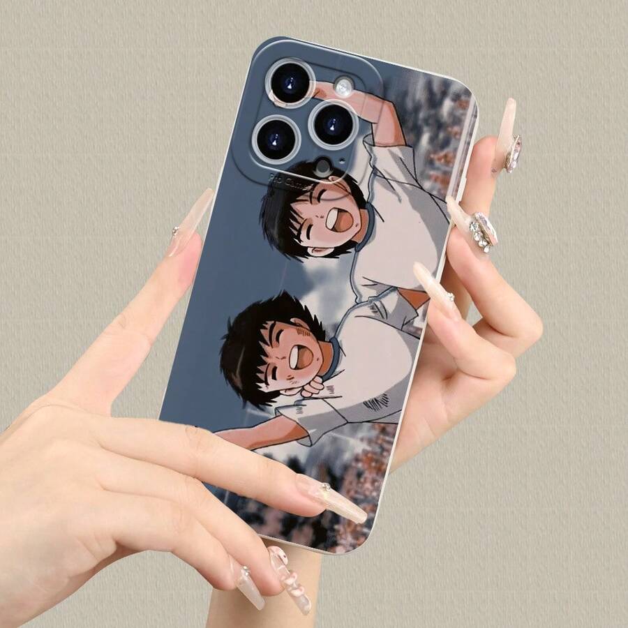 Funda de TPU con temática de Captain Tsubasa, perfecta para uso diario, compatible con modelos de  de 11 a 16 Pro Max, ofrece resistencia a los golpes y protección de lente. - Mezcla de colores - Ver 1
