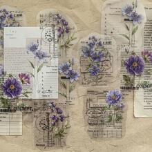 10pcs/Pack Floral Theme Botanical Flower Branch Leaves Scenery Collage Transparent Stickers, Vintage English Phrase Notes, Scrapbooking Supplies, Waterproof Stickers For Planner DIY, Stationery Scrapbook Supplies - Multicolor - View 4