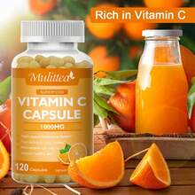 Mulittea | Vitamin C Capsules, Supports Immune Health, Hair, Light Beige, Nail Health, Antioxidant Support - 120 Capsules - 2 bootles(240pcs) - 查看 2
