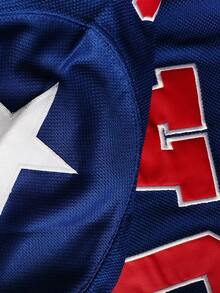 Men's Ice Hockey Jersey USA 21 Blue V-Neck Long Sleeved Embroidered Sports Shirt Ice Hockey Jersey - Blue - View 3