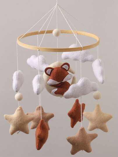 手工制作的绵羊宝宝、星星和月亮造型床铃，婴儿床挂饰，可爱动物造型玩具，益智玩具，提升手眼协调能力，预防近视，婴儿房装饰，多种颜色可选，新生儿摇铃玩具，亲子互动最佳礼物，生日、圣诞节礼物佳选