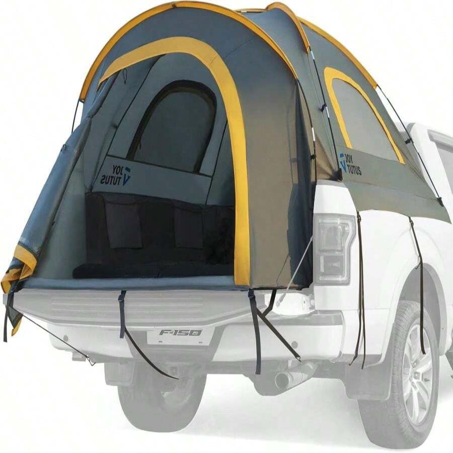 JOYTUTUS Pickup Truck Tent 8ft 20, Waterproof PU2000mm Double Layer For 2 Person, Portable Truck Bed Tent With Rainfly - Green, Aluminum Pole - ColorC - 查看 1