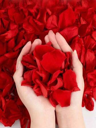 人造红玫瑰花瓣，手工浪漫花束，适用于婚礼派对房间装饰、家居装饰、生日装饰、桌面摆件、卧室装饰、浴室装饰、情人节礼物、毕业装饰