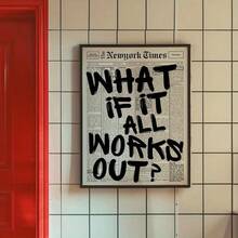 1pc Unframed Canvas Vintage Newspaper-Style "WHAT IF IT ALL WORKS OUT?" Motivational Slogan Decor – Fits Study/Living Room Wall Decor; Ideal For Motivational Decor Lovers, Vintage Style Enthusiasts - Multicolor - View 5