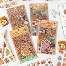 6pcs Happy Capybara Journal Stickers, Cartoon Journal DIY Material - DIY Craft Decoration, Suitable For Phones And Accessories, Fun Design Self-Adhesive Stickers, Easy To Use, Durable Stickers, Small Tool Accessories, Decorations Suitable For Scrapbooks, Journals, Planners, Phone And Tablet Decorations, Easy-To-Tear And Easy-To-Stick Stickers, Ideal For Decorating Various Items, Sticker, Seal, Sticker Book, Squeeze - Multicolor - View 2