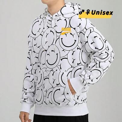  Sudadera casual unisex Puma con estampado de cara sonriente 530367-02
