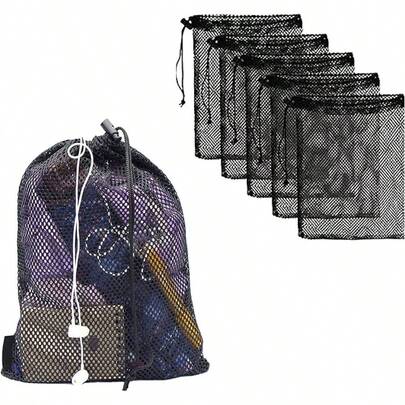 Juego de 8 bolsas de malla con cordn u2013 Bolsas de malla de nailon con cierre de cordn u2013 Bolsa de lavandera delicada para lavadora u2013 Bolsa de gimnasio pequea para baloncesto, voleibol, ftbol, pelotas de