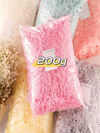 1 Pack, 200g Raffia Gift Box Filler, Creative Padding Grass For Birthday, Wedding, And Bridesmaid Gifts, Crinkle Cut Tissue Paper, Craft Shred Confetti Raffia Paper Filler For Easter Gift Box Wrapping Packing Filling