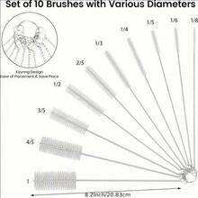 1 Set Of 10 White Straw Cleaning Brushes, Including Multiple Specifications Of Flexible Cleaning Brushes, Suitable For Cleaning Milk Stains And Tea Stains - White - View 3