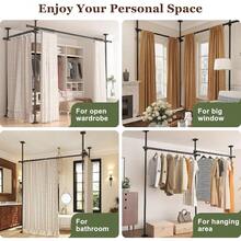 Room Divider For Room Separation, Tension Curtain Rods No Drilling, 4-10ft(H) 28-70inch(W) Adjustable Temporary Privacy Wall Divider, Heavy Duty Freestanding Space Partition Separator, Black - màu đen - Xem 8
