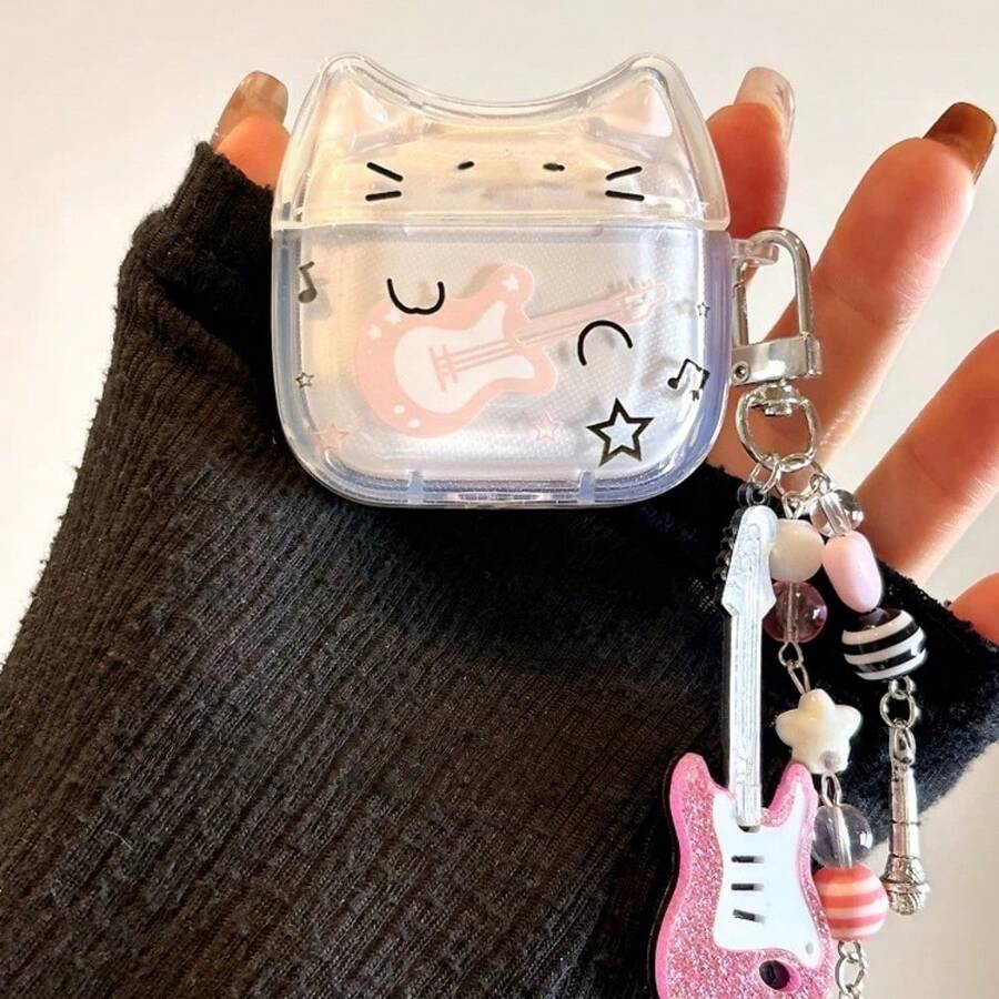 Cute Guitar Cat Couple Protective Case For AirPods Pro 3, New Earphone Cover For AirPods Pro 2, Wireless Bluetooth Earphone Protective Shell - 西瓜粉 - 查看 1