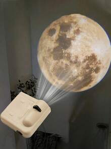 1pc Moon Projection Lamp With Night Light Function, Creates Ramadan Atmosphere, Suitable For Bedroom, Living Room, Game Room, Holiday Celebration, University Campus, Battery Powered - Khaki - View 3