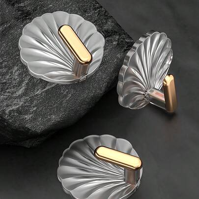 Light Luxury Shell Hooks, Acrylic Adhesive Hooks, Non-Drilling Adhesive Hooks, Bathroom Wall, Behind Door, Bathroom Adhesive Hooks