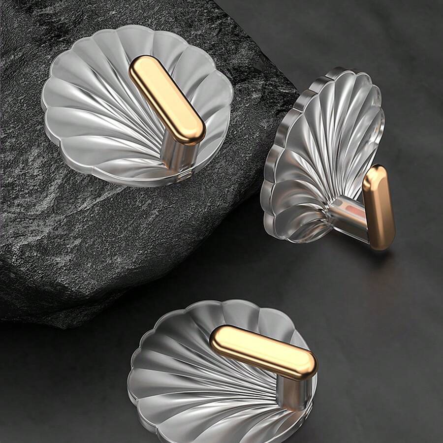 Light Luxury Shell Hooks, Acrylic Adhesive Hooks, Non-Drilling Adhesive Hooks, Bathroom Wall, Behind Door, Bathroom Adhesive Hooks