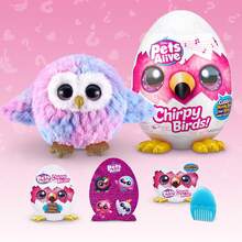 ZURU Pets Alive Chirpy Birds, Electronic Pet That Speaks, Giant Surprise Egg, Stickers, Comb, Fluffy Clay, Bird Animal Plush For Girls, Surprise Mystery Egg, 1 Count