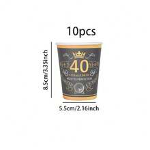 10pcs/20pcs/30pcs/60pcs Black & Gold Retro 40th Birthday Party Tableware Set, 1986 Themed 40th Birthday 9-Inch & 7-Inch Disposable Paper Plates And 9oz Paper Cups Party Supplies, 40th Anniversary Paper Plates & Cups, Suitable For Men And Women, Anniversary Single Birthday Party Decorations - Multicolor/1986 - View 14