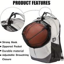 1PC Portable Drawstring Basketball Mesh Bag With Carabiner & Stretchable Design For Backpack Hanging Gym Outdoor Activities | Sports Storage Accessories