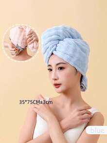 1pc Coral Fleece Hair Drying Towel, Extra Large & Thick Super Absorbent Hair Drying Towel, Simple Solid Color Towel For Home, Suitable For Long & Short Hair - Multicolor - View 13