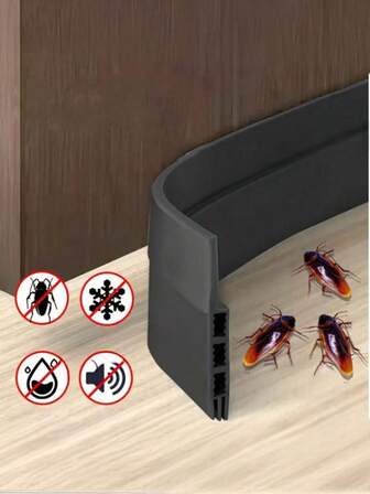 Tira de sellado autoadhesiva de plástico para la parte inferior de la puerta - a prueba de polvo, a prueba de sonido, a prueba de viento y a prueba de plagas Burlete para puertas - Tope de corriente de aire para decoración del hogar e aislamiento estacional