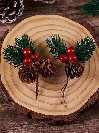 20/1 pieza Corona artificial de piñas y bayas rojas, ramas de bayas rojas, flores de piñas, ramas de bayas rojas falsas, plantas verdes, decoración floral de piñas navideñas, ramas de árbol de Navidad de plástico, adecuado para manualidades, chimenea, bar, fiesta, decoración navideña, suministros para fiestas de boda, centro de mesa para cocina y comedor, regalo del Día de San Valentín, decoración del hogar, decoración navideña, decoración de habitación, adornos para árbol de Navidad