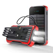 40000mAh Large-Capacity Battery Pack Portable MobilePhone Charger With Built-In Bright Flashlight 4 Cables PD20W Fast Charging 5 Output 3 Input Travel Emergency Applicable To Most Electronic Devices - Đỏ - Xem 11