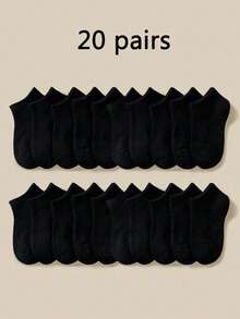 1/10/20/30 Pairs Unisex Black Socks, Invisible Socks, Sports Socks, All-Match Minimalist Breathable Soft Comfortable Fashion Versatile Socks, Couples Style, Suitable For Daily Or Outdoor Casual Wear - Black - View 2