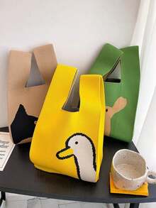 Cute Cartoon Knitted Bag, High-End Fashion Versatile Dopamine Color Handbag, Mini Crochet Handbag, Popular Beach Bag, Elegant Ladies Wristlet Clutch - Lightweight, Suitable For Vacation, Wedding Bridesmaid Gift, Party Gift, Christmas Gift, Thanksgiving Gift, Bridal Shower, Back To School Gift, Teacher's Day Gift, Valentine's Day Gift