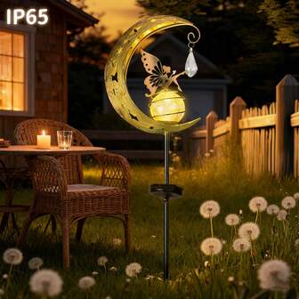 1PC Solar Garden Lights Outdoor Decor - IP65 Warm White Moon Angel Lights For Pathway, Yard, Patio, Lawn - Perfect Gift For Mom Grandma Women, Housewarming Gardening Decorations, Auto On/Off Dusk To Dawn