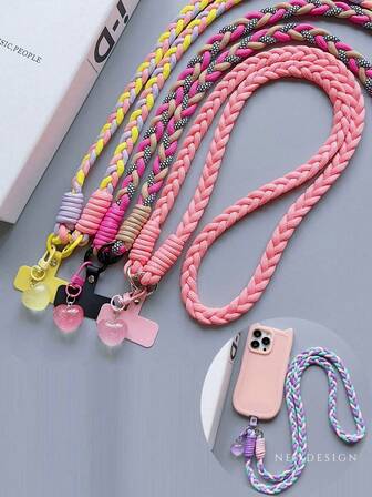 Colorful Woven Mobile Phone Hanging Rope, Simple Small Star Pendant Wristband, Detachable Strap, Multi-Functional Outdoor Handheld Hanging Rope, Equipped With Clip, Anti Loss And Anti-Theft Phone Case Hanging Decoration