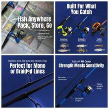 Fishing Rod And Reel Combo 2 - Piece IM6 Carbon Rods With Smooth Casting Reels Spinning Baitcasting Black Red Ultra Lightweight High Strength Fast Action Perfect For Freshwater Saltwater Angling - Medium/Heavy Action Bass Combo - View 1
