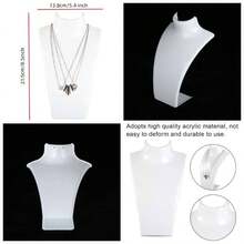 Exhibidor de joyera de maniqu, soporte de collar de 3 colores de joyera de acrlico, exhibicin de joyera al por menor, arete, accesorios de joyera, modelo de estante - Blanco - Ver 1