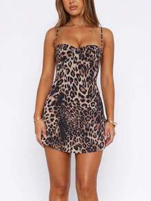 Vuslat Women's Minimalist Sexy Low-Cut Fitted Leopard Print Slip Dress, Women's Versatile Mauve Color Skirt, Suitable For Beach Vacation, Easter, Music Festival, Summer Holiday Outfit, Party, Wedding Guest Attire, Graduation Ceremony Dress, Birthday Event Clothing - Multicolor - View 7