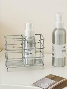 1个不锈钢牙刷架，多功能牙膏架牙刷收纳架，浴室梳妆台整理架，化妆品架，沥水架，浴室用品，牙刷架，浴室配件，牙刷盒，装饰 - 銀色 - 查看 2