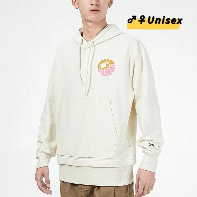 Puma Unisex Sweatshirt, Printed Casual Pullover Sweatshirt, Autumn/Winter Sports Wear, 533038 - Ivory - View 1